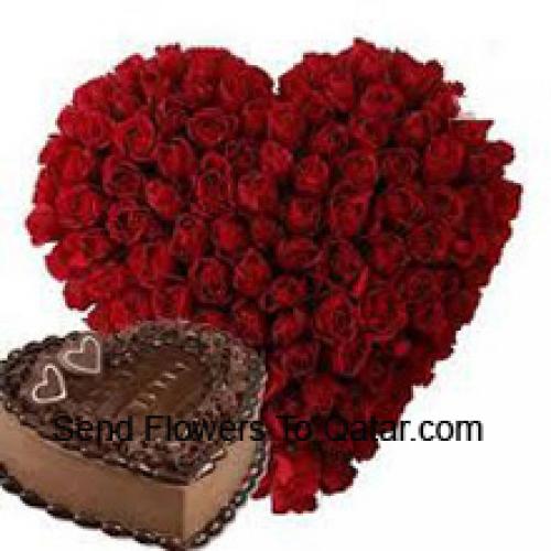 100 Red Roses with 1 Kg Chocolate Cake