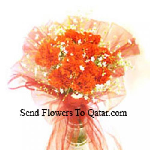 12 Orange Carnations in Vase