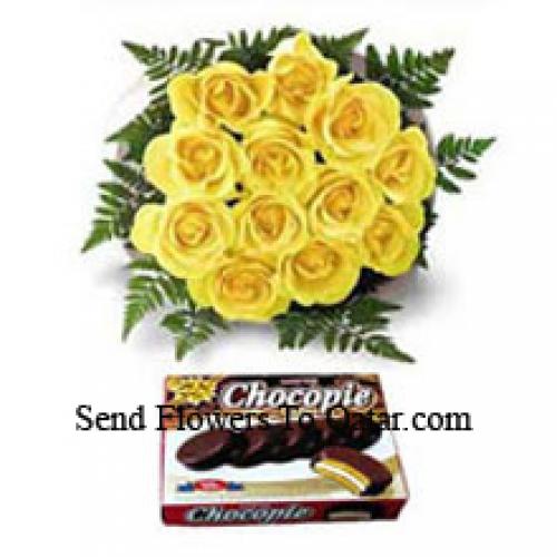 12 Beautiful Yellow Roses with Chocolate Box