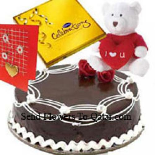 1 Kg Truffelcake met Chocolaatjes en Schattige Teddybeer